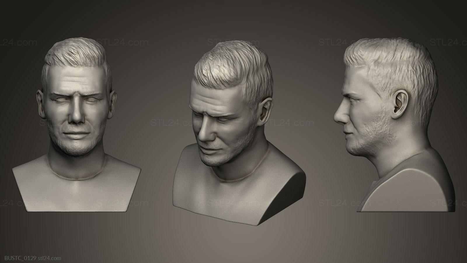Бюсты и барельефы известных личностей (Голова Дэвида Бекхэма, BUSTC_0129) 3D модель для ЧПУ станка